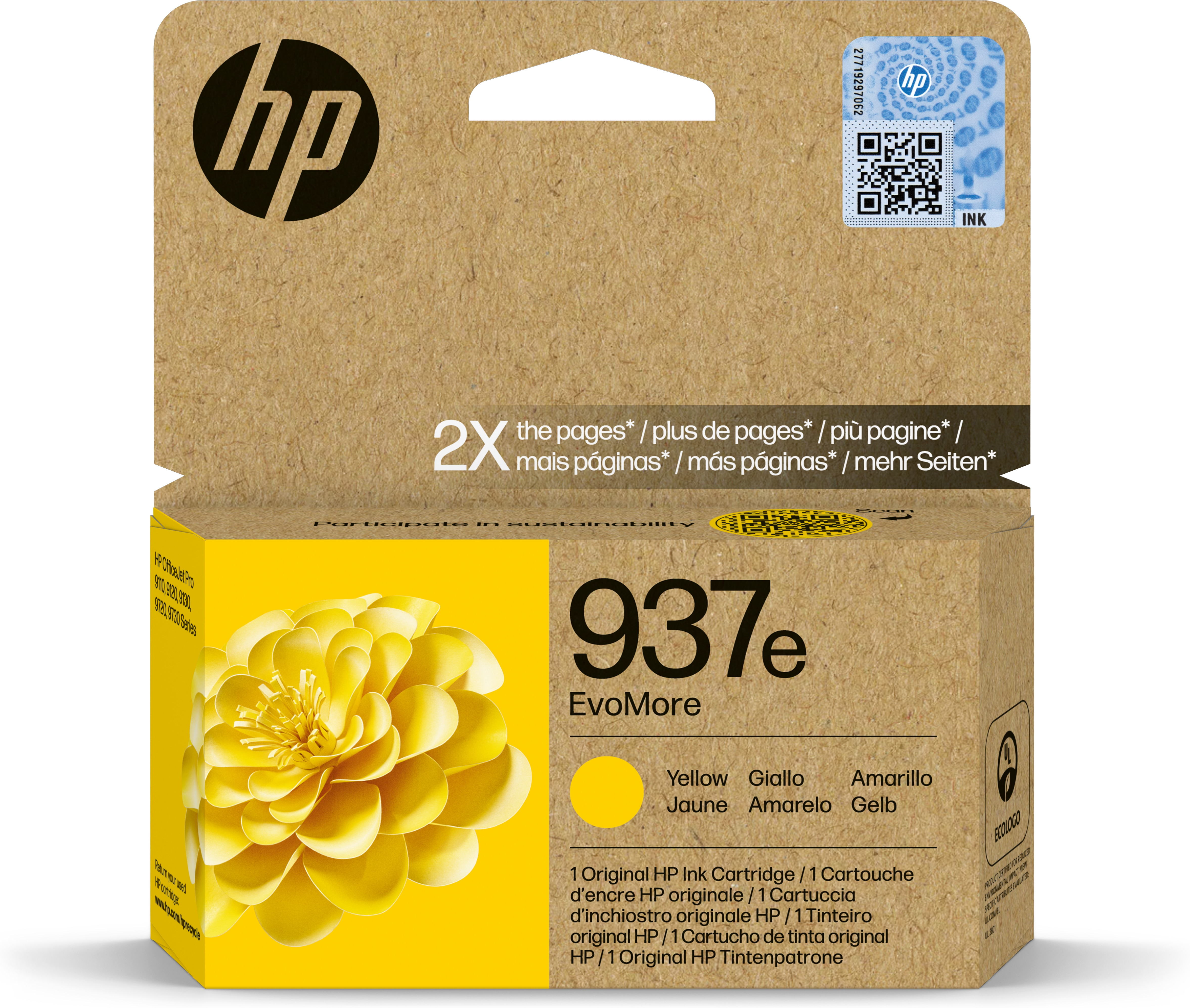 TINTEIRO HP OJ PRO 9110B/9120/9120B/9130/9110B/9700/9700E 1.65K AMARELO 937E