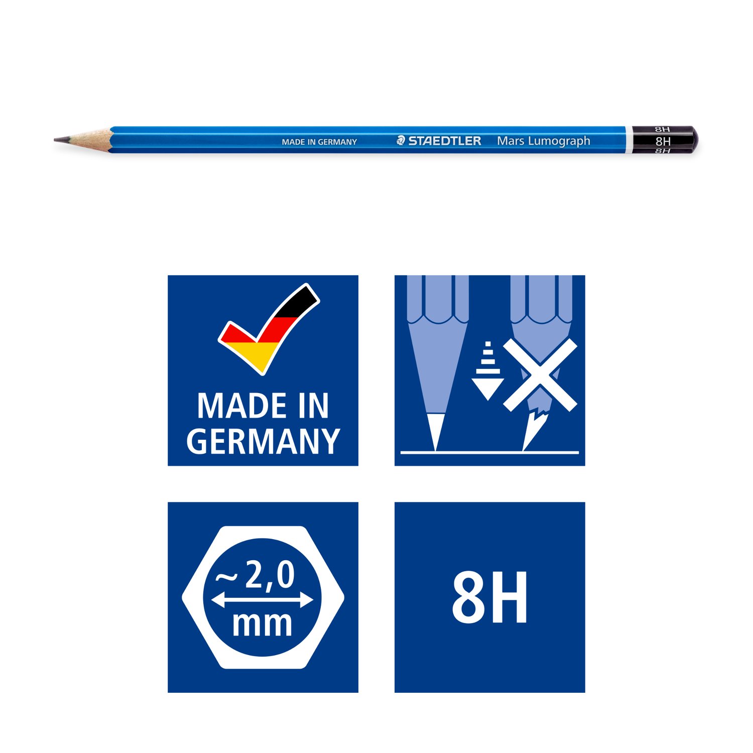 LAPIS GRAFITE STAEDTLER LUMOGRAPH 100-8H CAIXA C/12 1