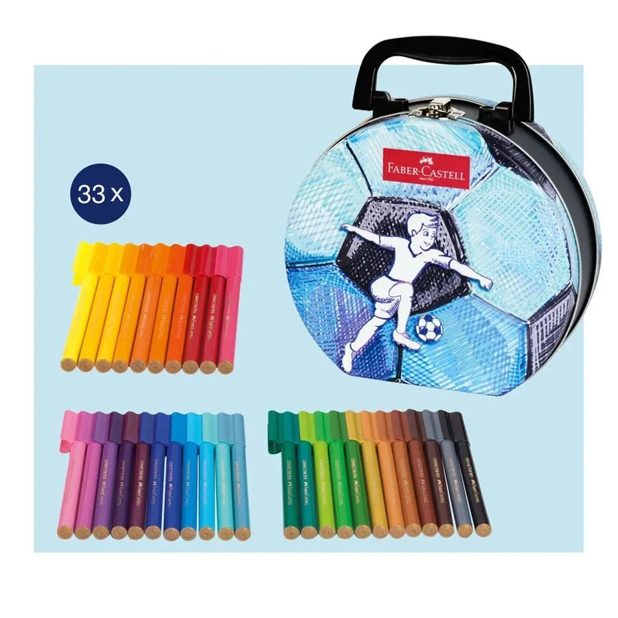 CANETAS FELTRO MALA METAL C/PEGA C/33 CORES FUTEBOL FABER-CASTELL 155538 1