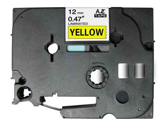 FITA COMPATIVEL P/BROTHER P-TOUCH AMARELO/PRETO 12MMX8M