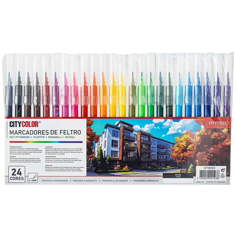 MARCADOR FELTRO CITYCOLOR CAIXA C/24 CORES CITY02123