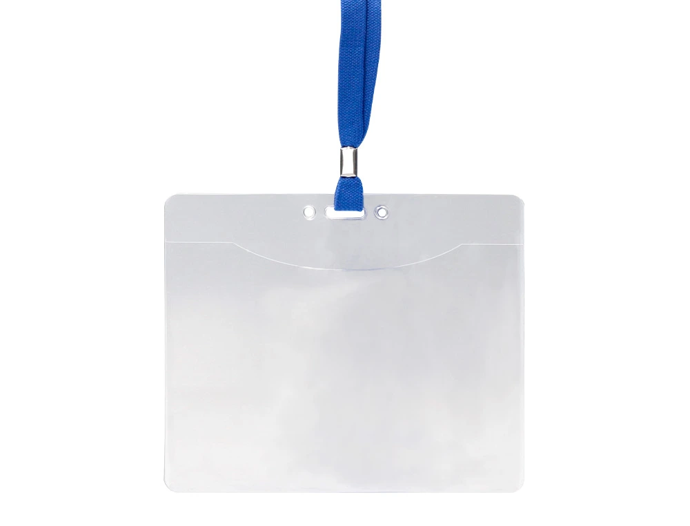 INDENTIFICADOR COM CORDAO PLANO AZUL A6 154X127MM ABERTURA SUPERIOR PACK C/25
