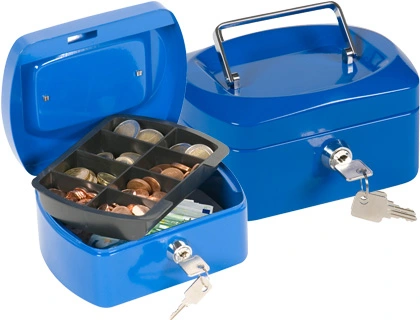 COFRE COM BANDEJA PARA MOEDAS 152X80X115MM AZUL