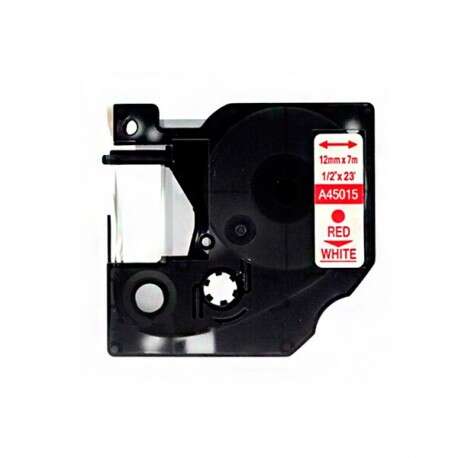FITA COMPATIVEL P/DYMO 45015 D1 12MMX7M VERMELHA>BRANCA