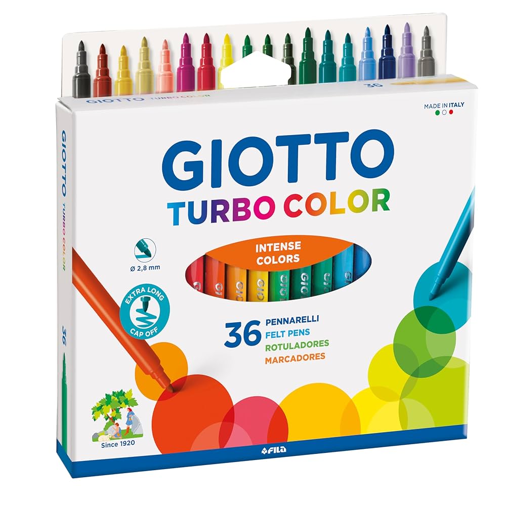 MARCADOR FELTRO GIOTTO CAIXA C/36 CORES F071600