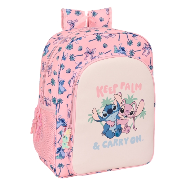 MOCHILA INFANTIL STITCH 32X38X12CM ROSA
