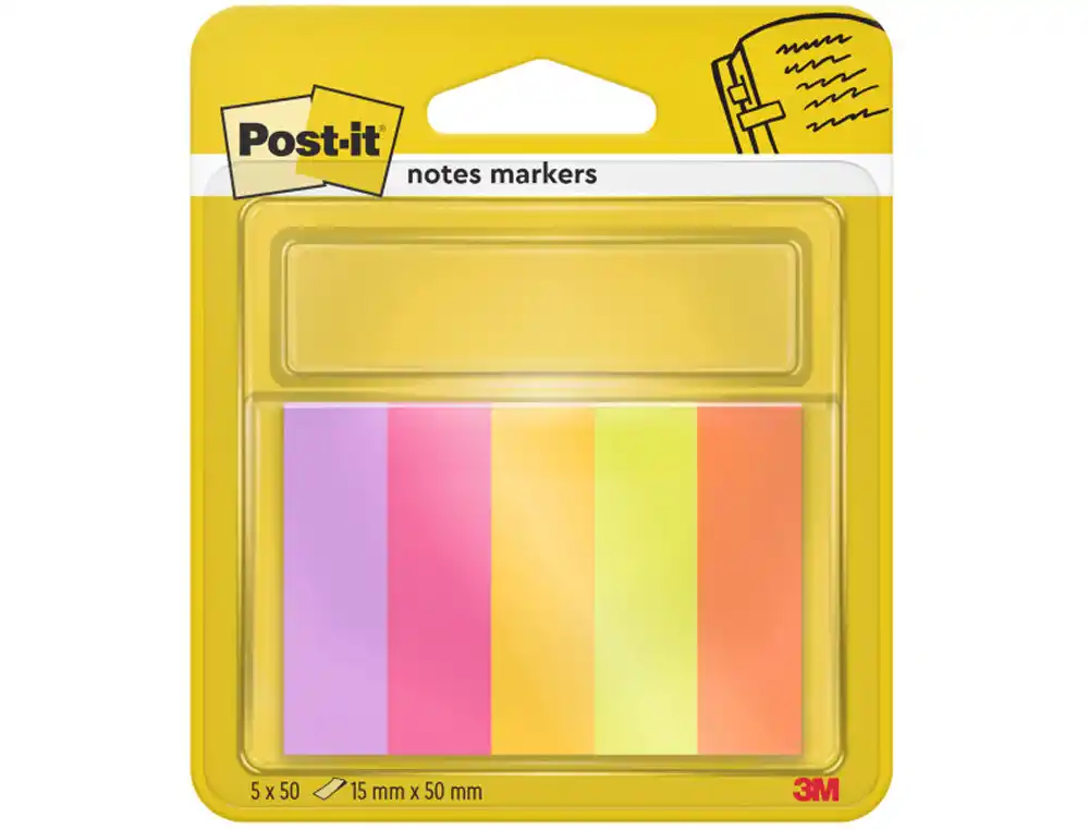BANDAS SEPARADORAS POST-IT INDEX ENERGETIC COLOUR 15X50MM PACK C/50 FOLHAS