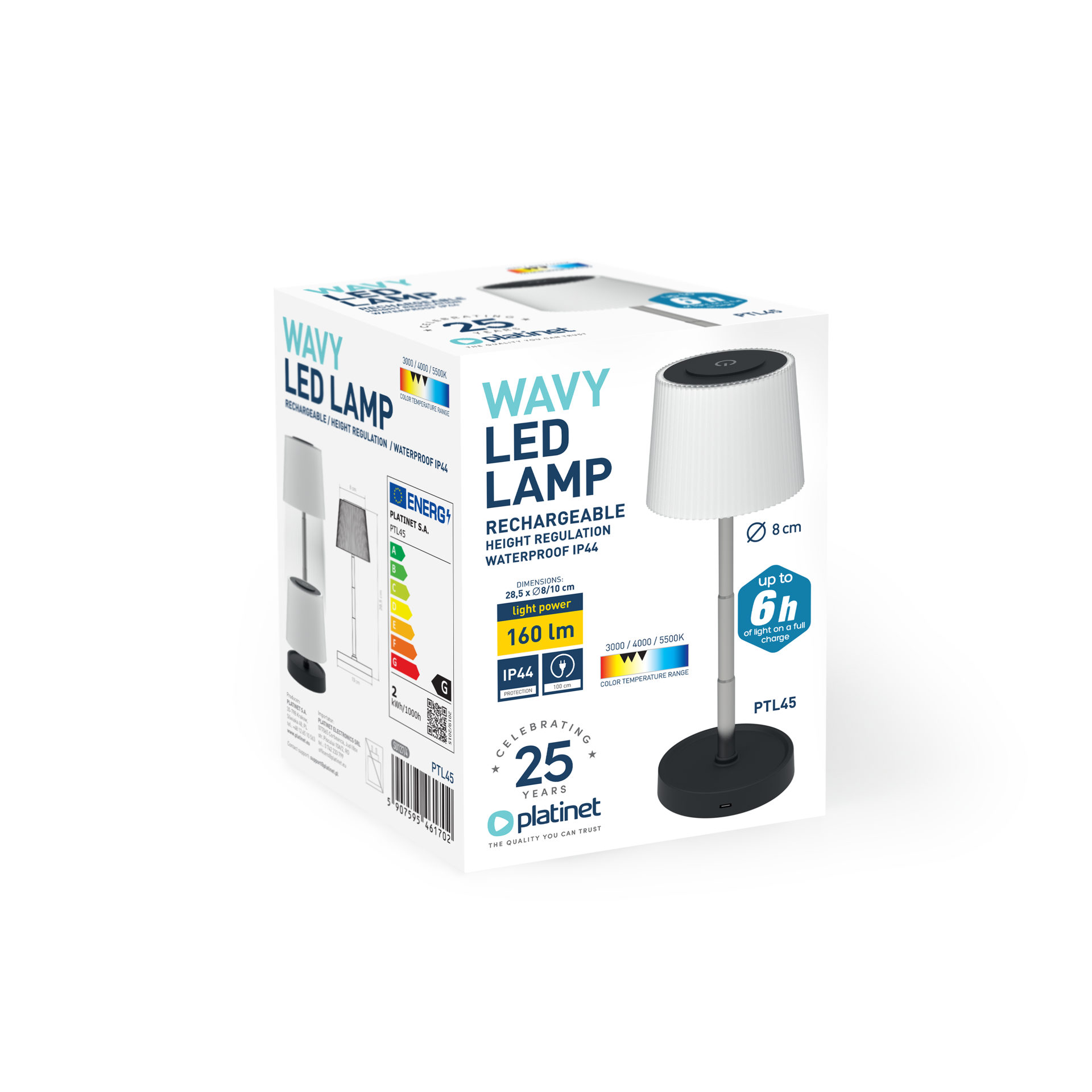 CANDEEIRO MESA LED 02W 160LM BATERIA PRETO MODERN DESIGN PTL45/46170 1