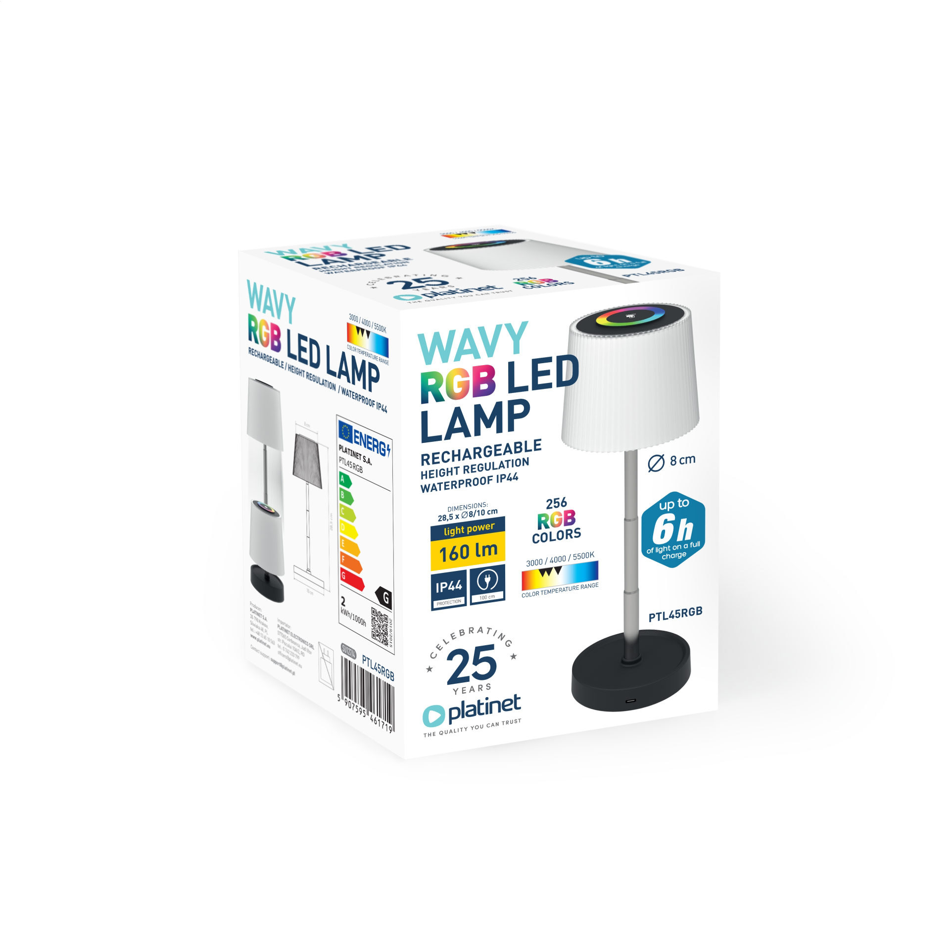 CANDEEIRO MESA LED 02W 160LM RGB BATERIA PRETO MODERN DESIGN PTL45RGB/46171 3