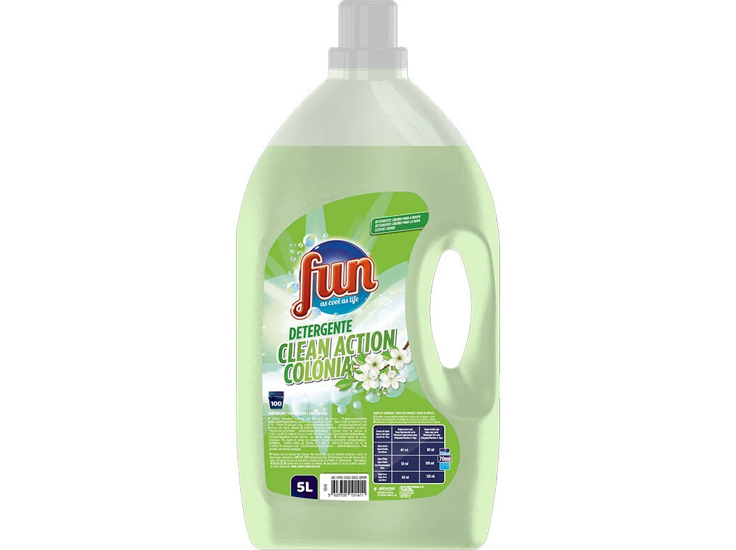 DETERGENTE ROUPA LIQUÍDO FUN CLEAN ACTION COLÓNIA 5 LITROS 100 DOSES