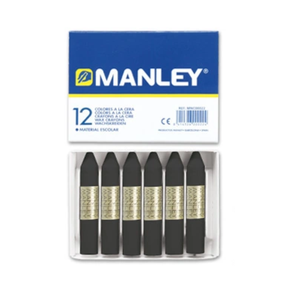 LAPIS DE CERA MANLEY 12 UNIDADES COR PRETO