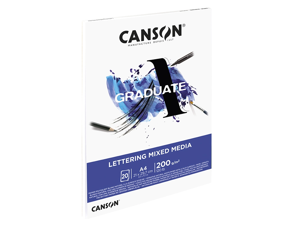 BLOCO DE DESENHO MULTI TECNICAS CANSON GRADUATE LETTERING MIXED 210X297MM 200G