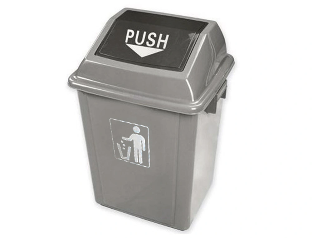 CONTENTOR DE LIXO INDUSTRIAL COM TAMPA DE EMPURRAR 58L 470X330X760MM 2