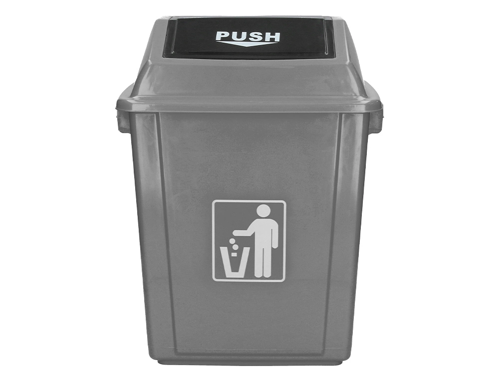 CONTENTOR DE LIXO INDUSTRIAL COM TAMPA DE EMPURRAR 58L 470X330X760MM