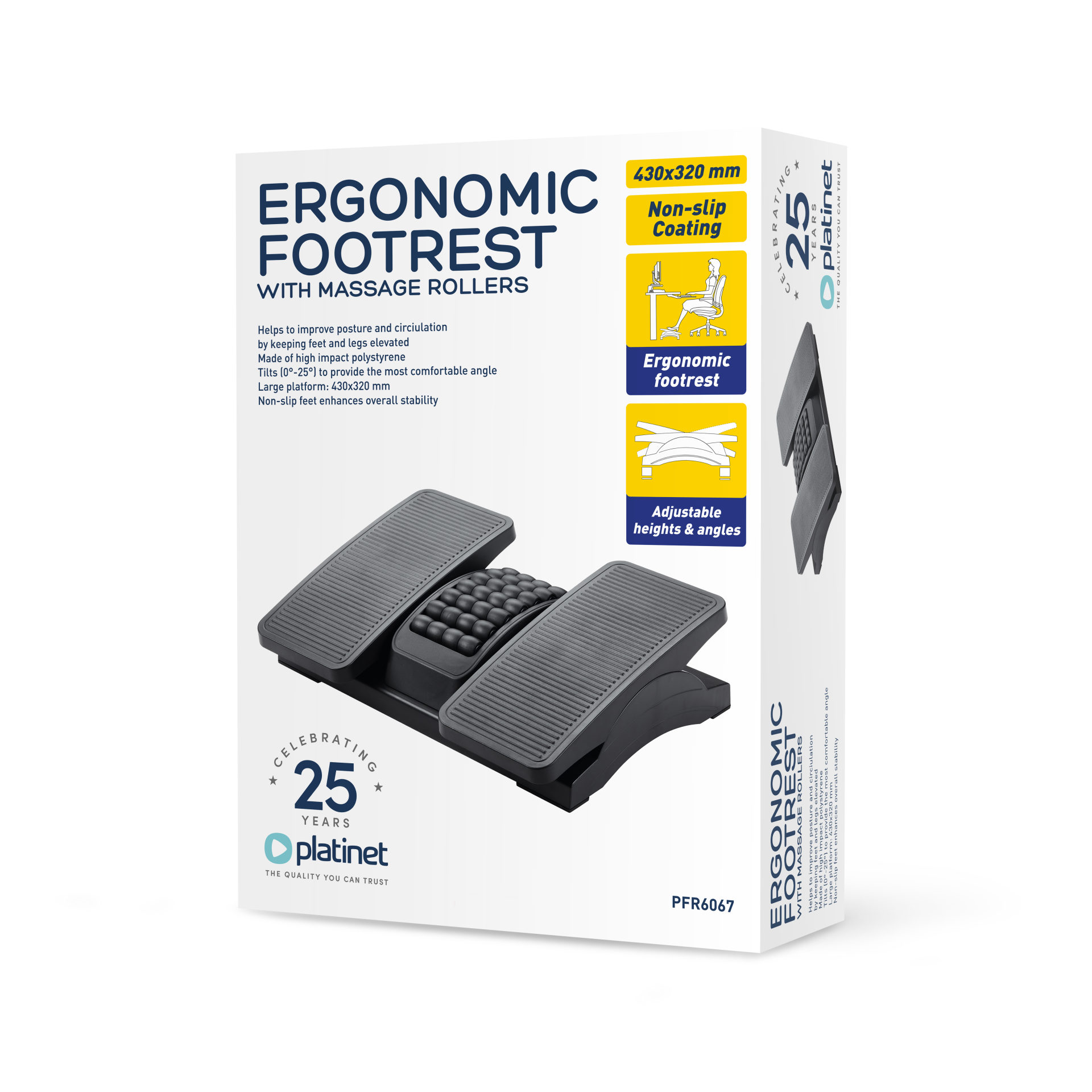 APOIO PARA PÉS ERGONÓMICO 425X325X100MM 2 NÍVEIS AJUSTAMENTO PRETO PFR6067 46199 0