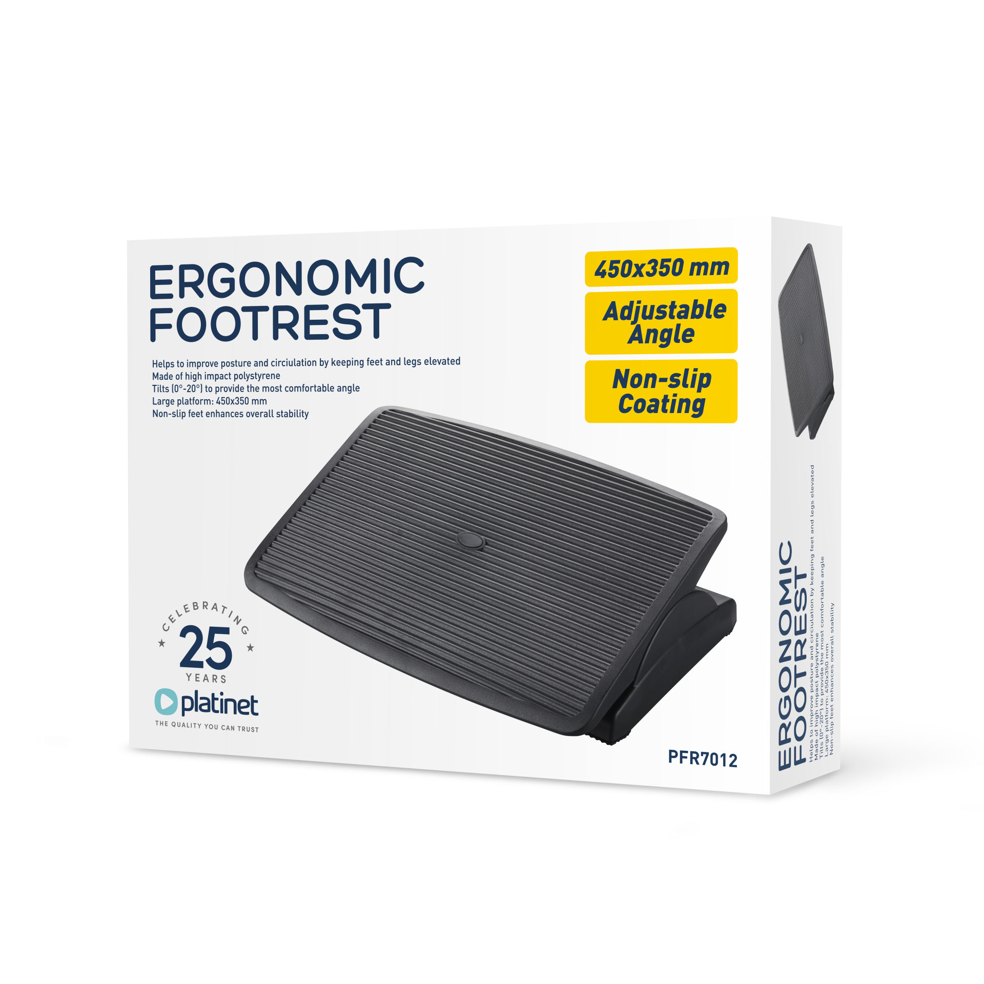 APOIO PARA PÉS ERGONÓMICO 470X350X091MM 2 NÍVEIS AJUSTAMENTO PRETO PFR7012 46198 0