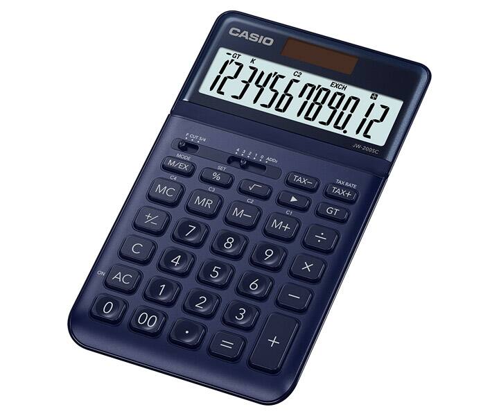 CALCULADORA SECRETÁRIA 12DIGITOS TAX+EURO+% CONVERTOR CASIO JW-200SC-NY AZUL ESC 1