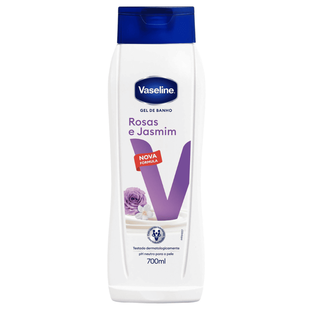 GEL DE BANHO VASELINE 700ML ROSAS E JASMIM