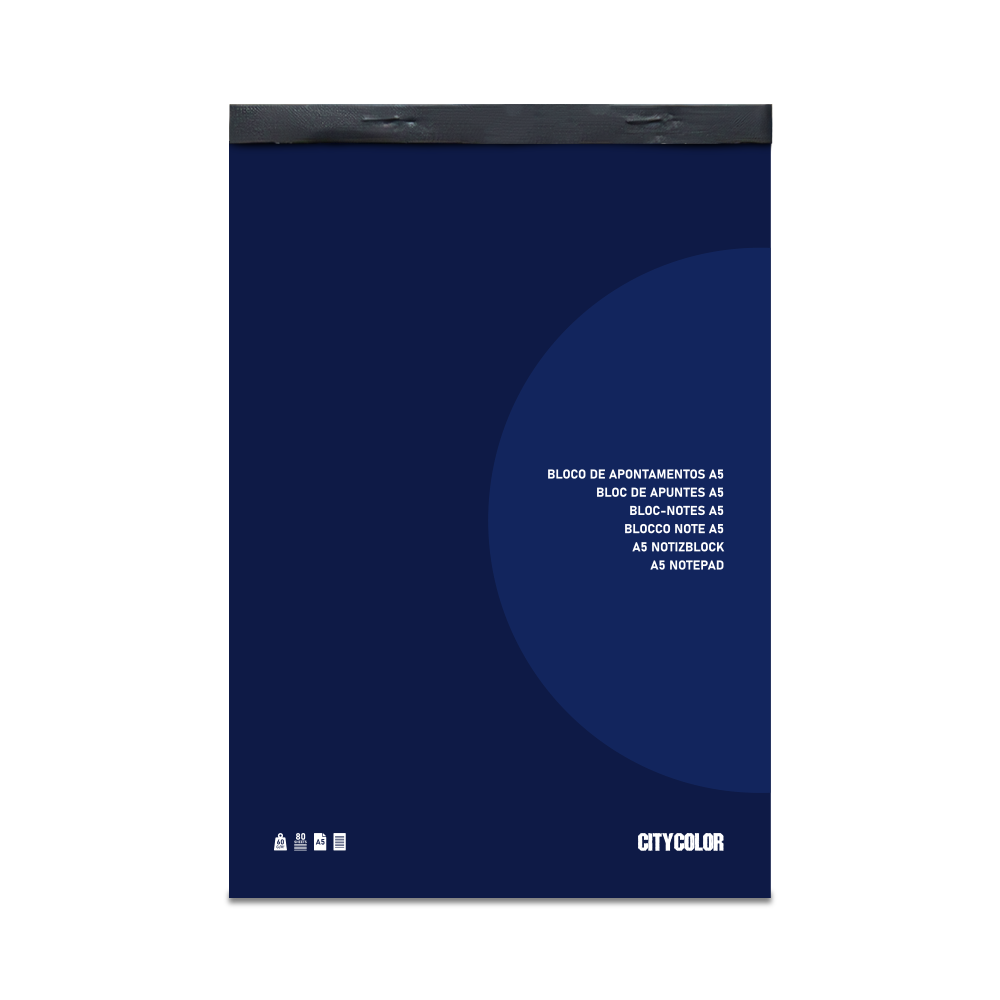 BLOCO APONTAMENTOS A5 CITYCOLOR 80FOLHAS PAUTADO