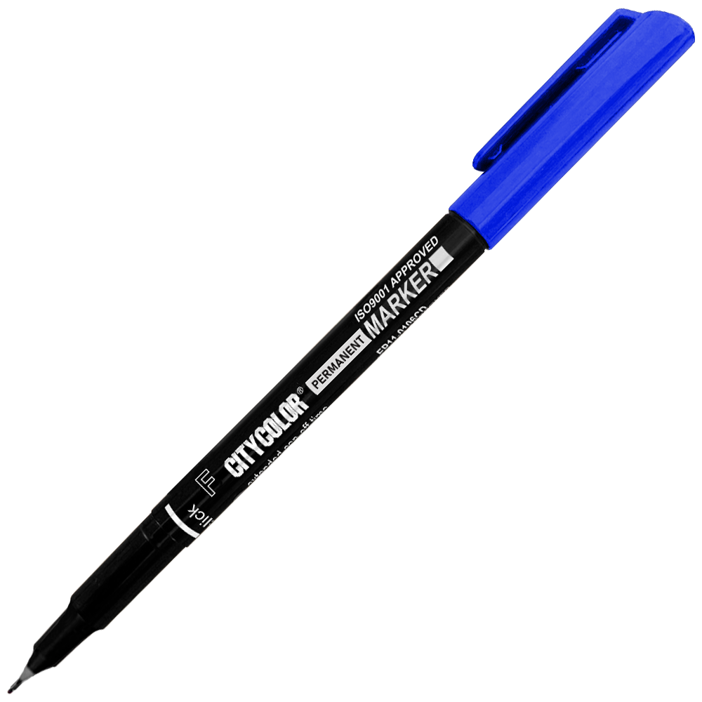 MARCADOR TINTA PERMANENTE CITYCOLOR F 0.6MM AZUL