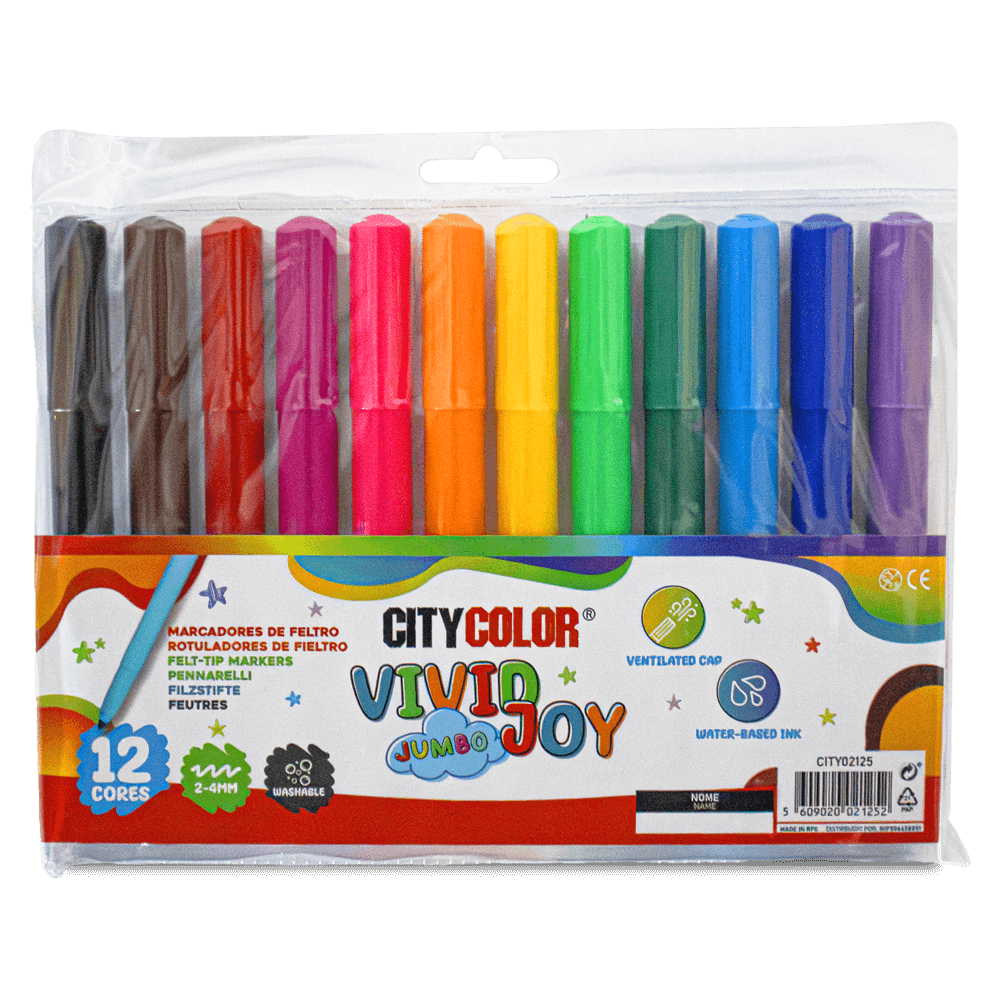 MARCADOR FELTRO JUMBO CITYCOLOR VIVID JOY PACK C/12 CORES