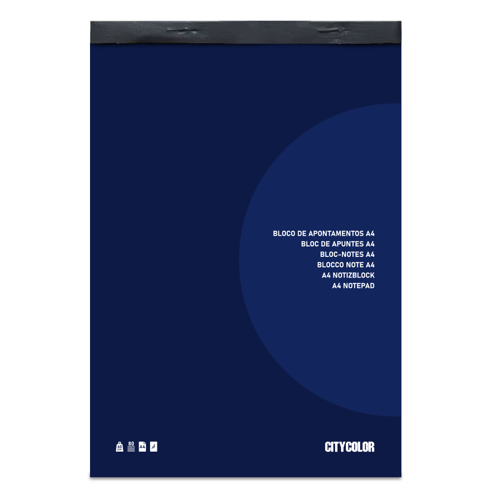 BLOCO APONTAMENTOS A4 CITYCOLOR 80FOLHAS LISO