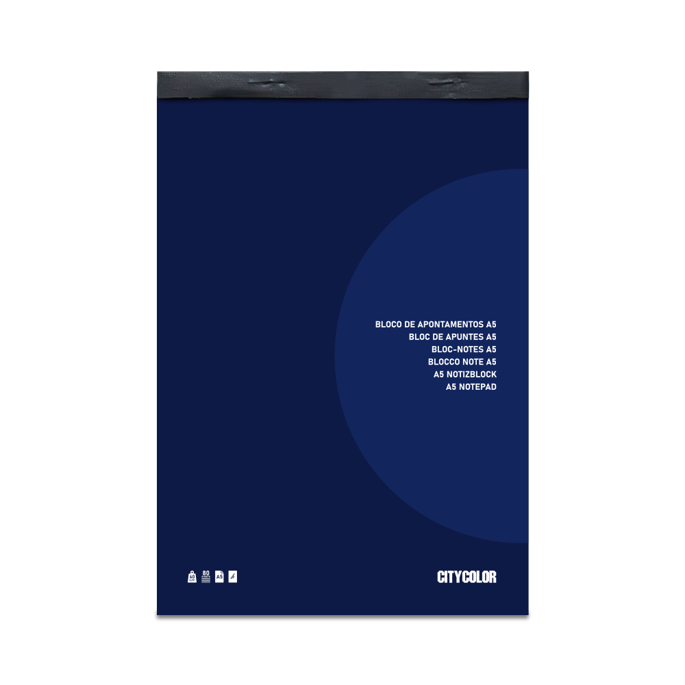 BLOCO APONTAMENTOS A5 CITYCOLOR 80FOLHAS LISO
