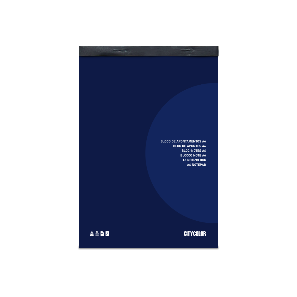 BLOCO APONTAMENTOS A6 CITYCOLOR 80FOLHAS LISO