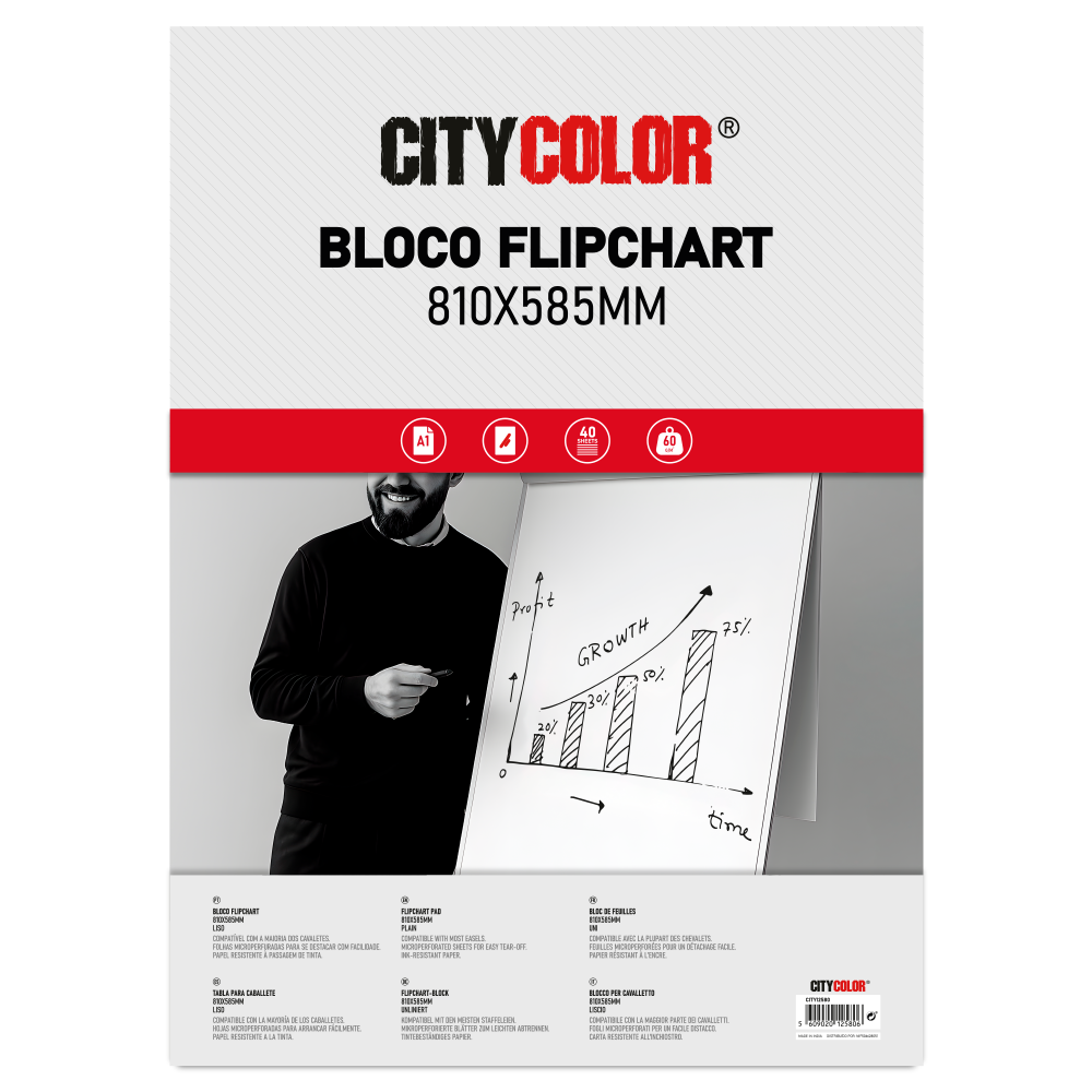 BLOCO FLIPCHART 810X585 CITYCOLOR 40FOLHAS LISO