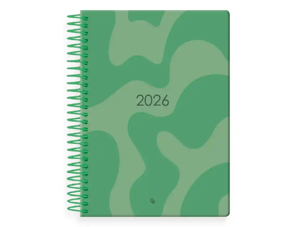 AGENDA ESPIRAL SYROS 15X21 2026 DIA PAGINA VERDE MILITAR