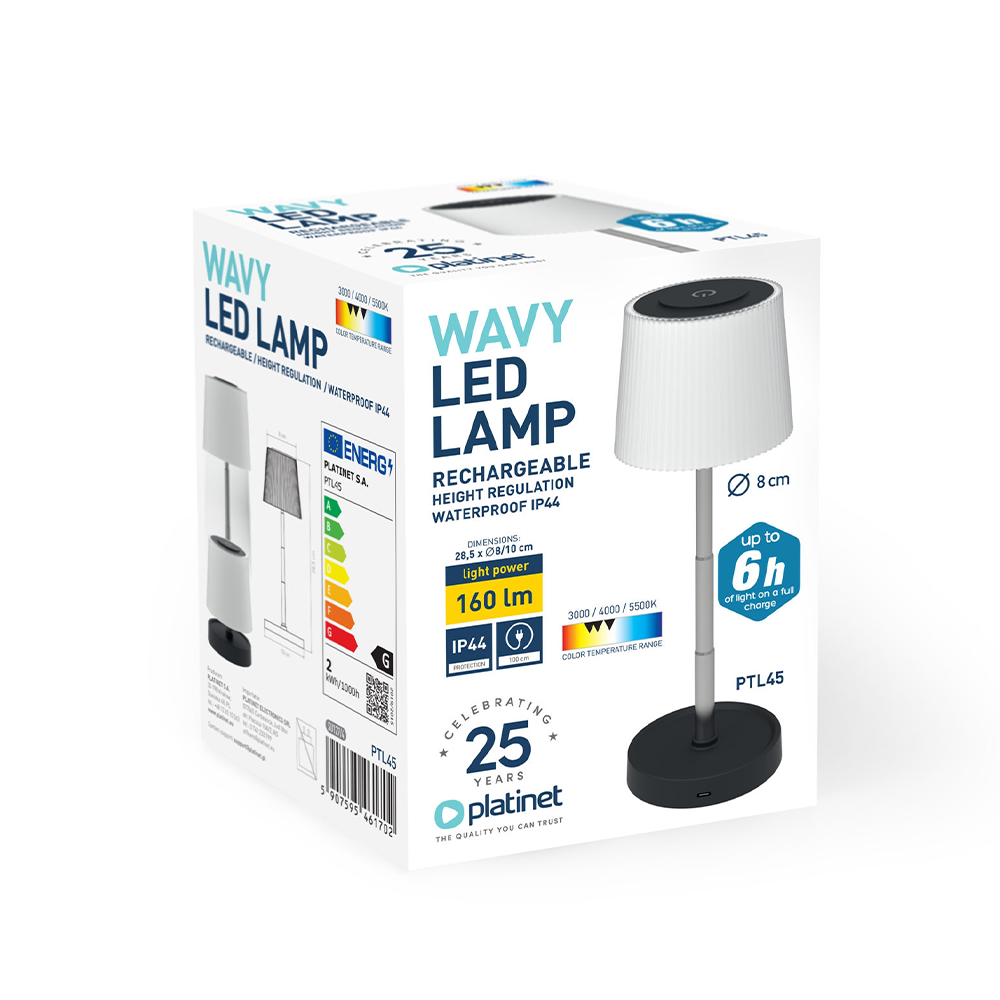 CANDEEIRO MESA LED 02W 160LM BATERIA PRETO MODERN DESIGN PTL45/46170 4