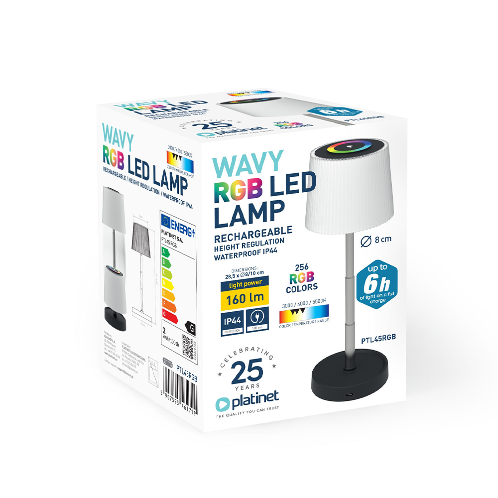 CANDEEIRO MESA LED 02W 160LM RGB BATERIA PRETO MODERN DESIGN PTL45RGB/46171 4