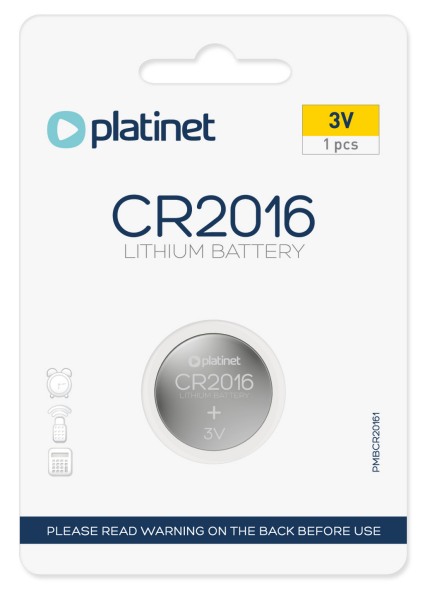 PILHA CR2016 LÍTIO 3V - PACK C/1PILHA PLATINET