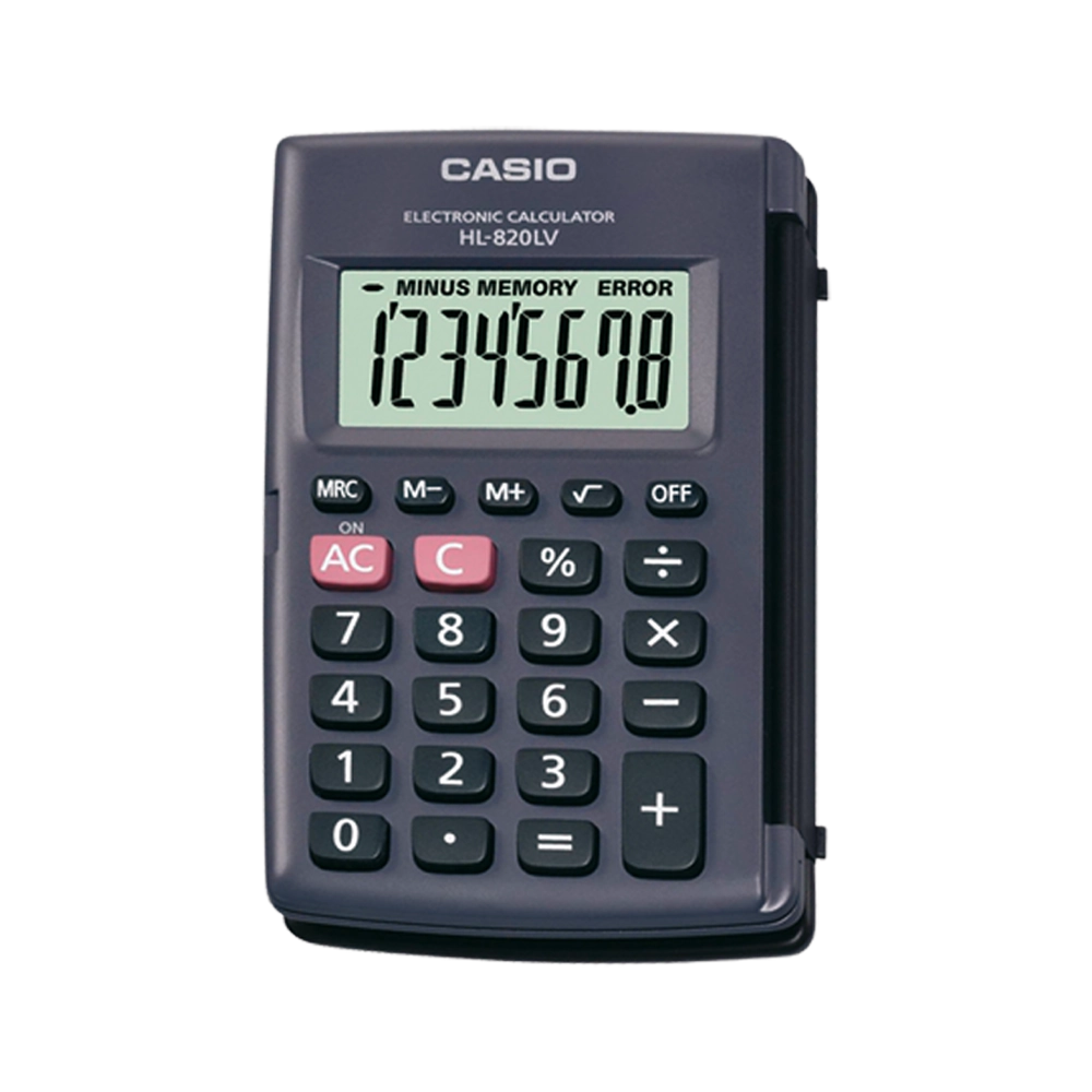 CALCULADORA CASIO BOLSO HL820LVBK 08DIGITOS PILHAS C/TAMPA METAL