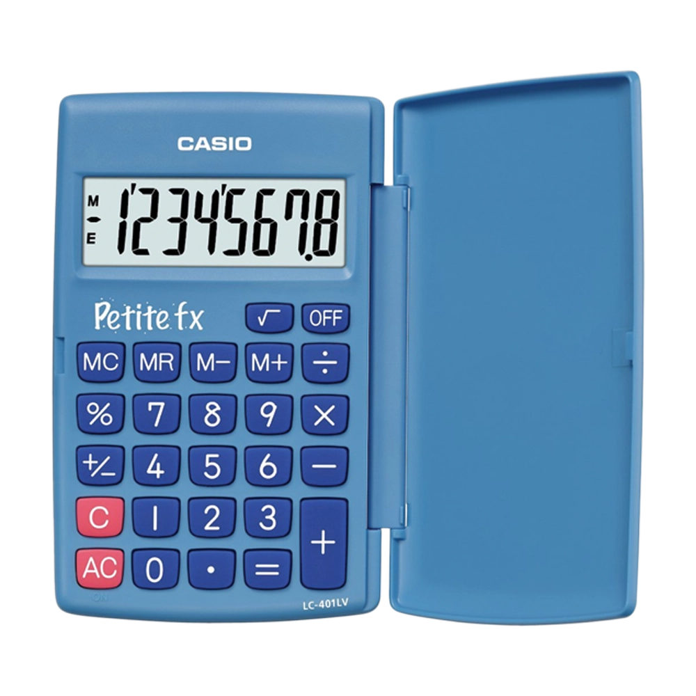 CALCULADORA CASIO BOLSO LC401LVBU 8 DIGITOS PILHA + SOLAR 0