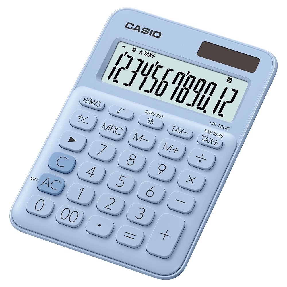 CALCULADORA CASIO SECRETÁRIA MS20UCLB 12 DÍGITOS AZUL CLARO
