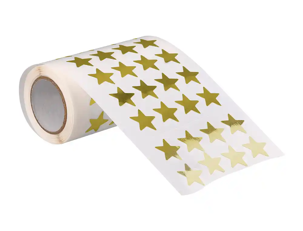 ETIQUETAS ESCOLARES AUTOADESIVAS ESTRELAS DOURADAS 20MM PACK COM 1500 UNIDADES 0