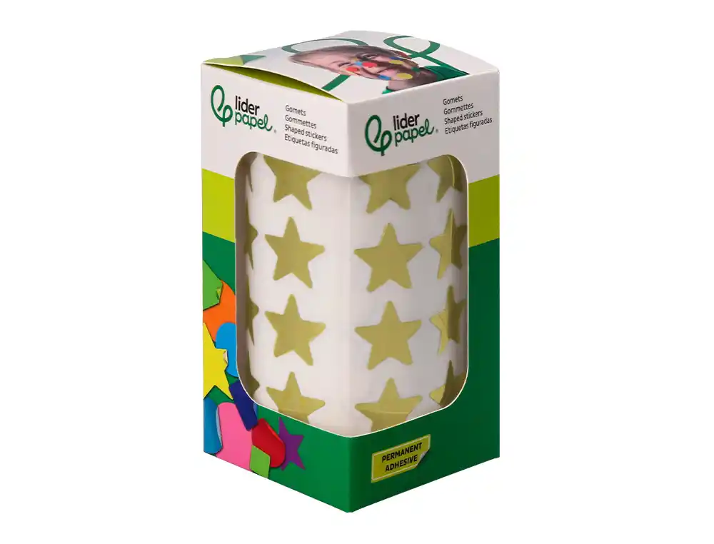 ETIQUETAS ESCOLARES AUTOADESIVAS ESTRELAS DOURADAS 20MM PACK COM 1500 UNIDADES