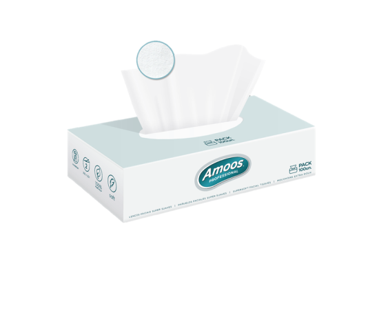 LENÇOS FACIAIS AMOOS PROFESSIONAL CAIXA C/24 X 100 FOLHAS DUPLAS SOFT