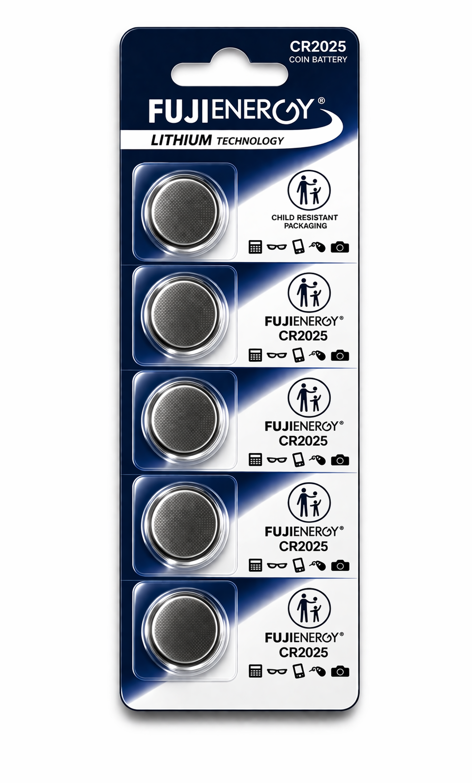 PILHA CR2025 LÍTIO 3V - PACK C/5PILHAS FUJI ENERGY CR2025FUEB5