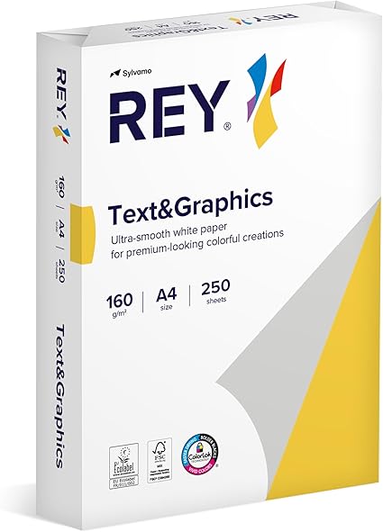 PAPEL A4 160GR 250FOLHAS REY TEXT + GRAPHICS A+