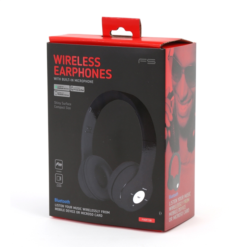 HEADPHONES WIRELESS BLUETOOTH RADIO FM USB-C MICRO SD PRETO FH0915B 43048