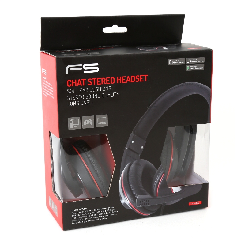 HEADPHONES STEREO HI-FI MICRO ADAPTER 2-1 SOFT EAR LONG CABLE PRETO FH4009 42679 1