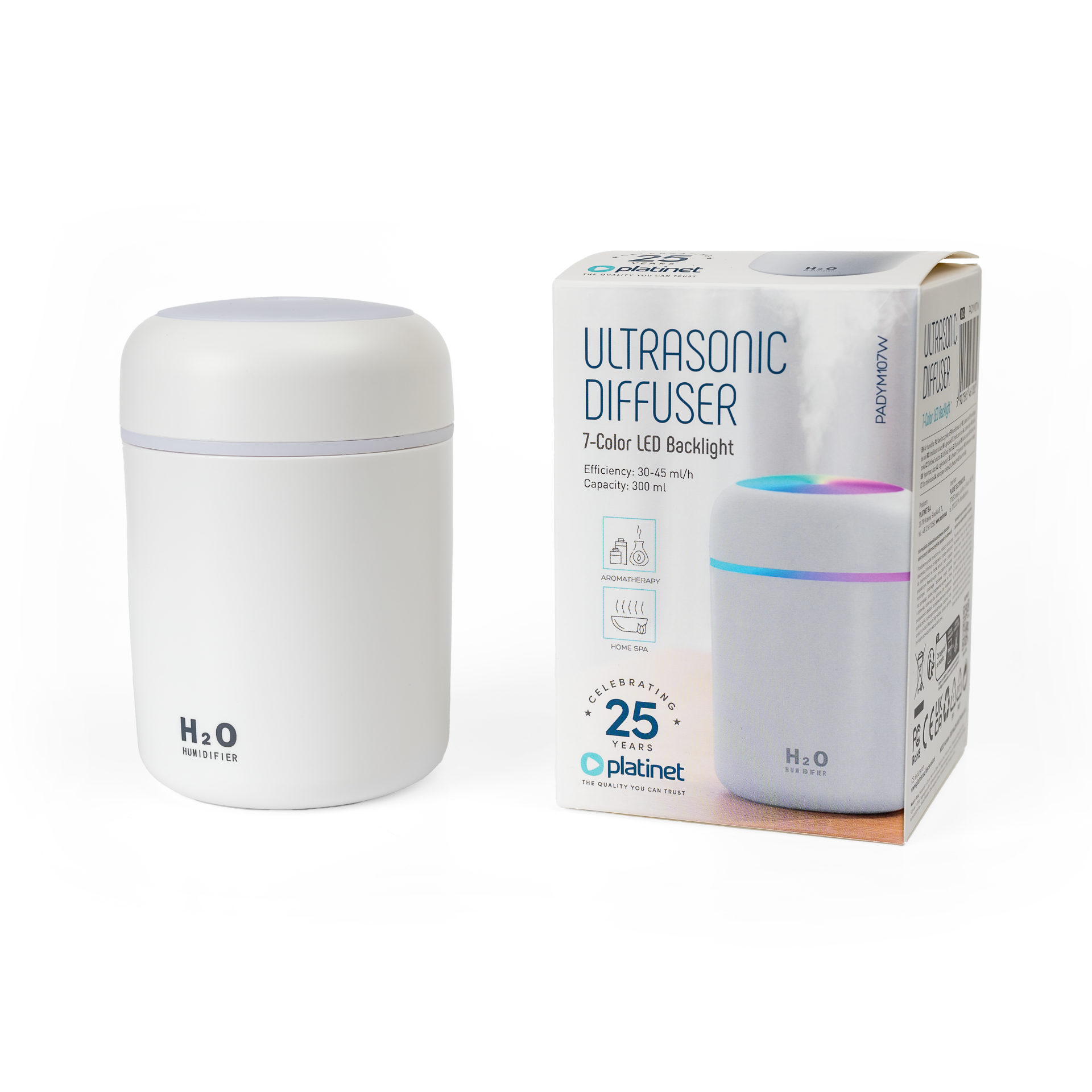 DIFUSOR AROMA HUMIDIFICADOR 300ML ROSA PADYM107W 46108 1
