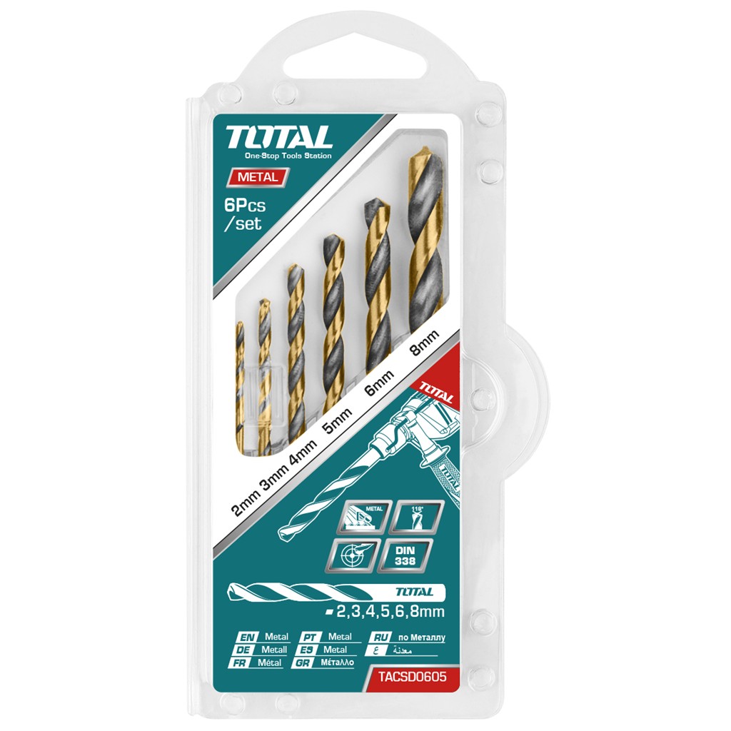 BROCA HSS TITÂNIO JOGO COM 6 PEÇAS HSS 2-8MM TOTAL