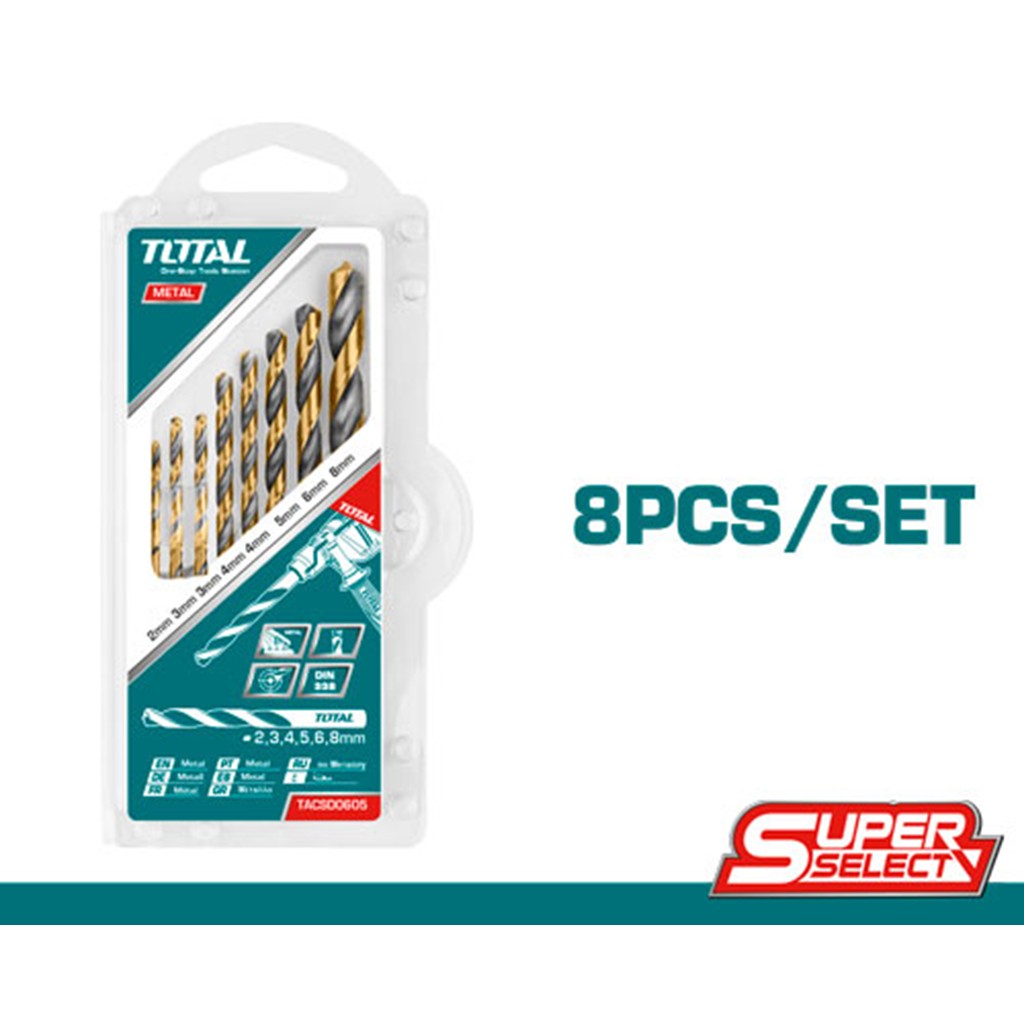 BROCA HSS TITÂNIO JOGO COM 8 PEÇAS HSS 2-8MM TOTAL