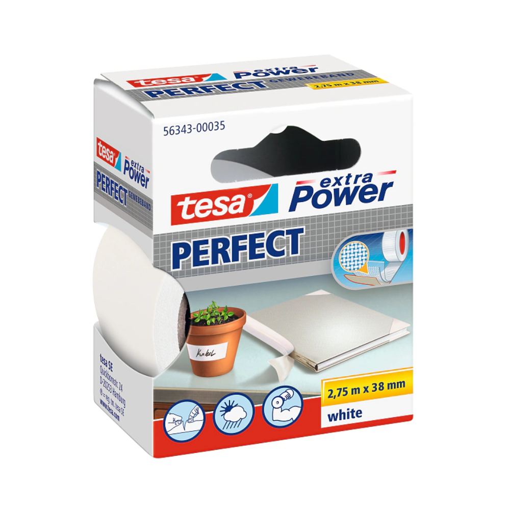 FITA ADESIVA TESA 2.75MX38MM EXTRA POWER PERFECT BAND EXTERIOR BRANCO
