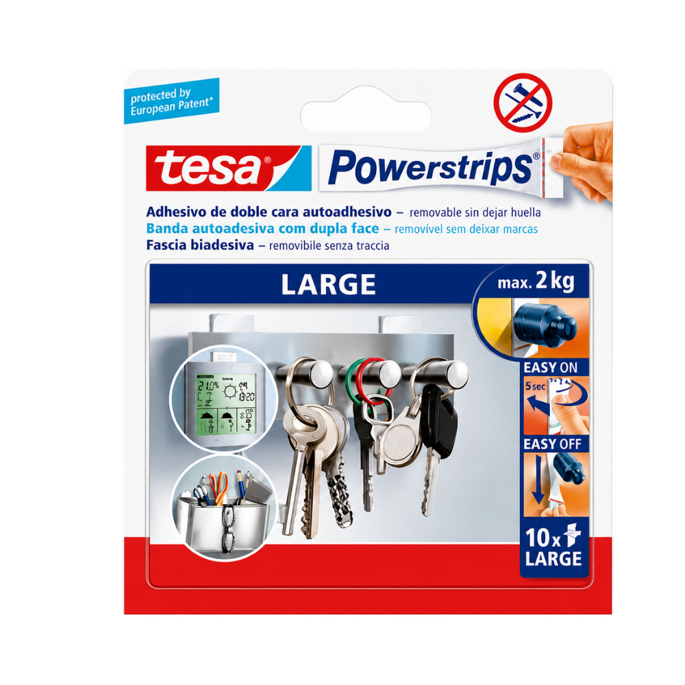 FITA ADESIVA TESA POWER STRIP DUPLA FACE REMOVÍVEL PACK COM 10 2X5CM 2KG