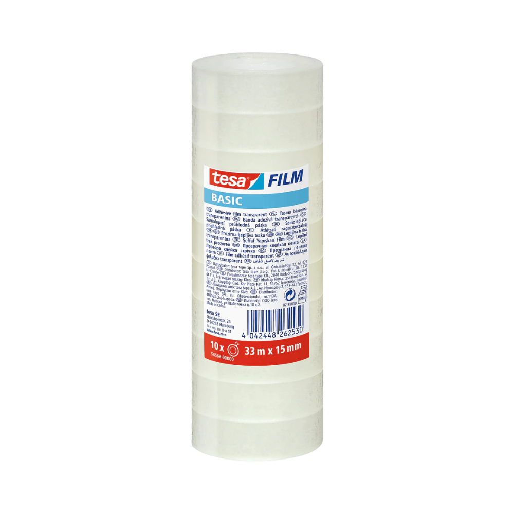FITA ADESIVA TESA 33MX15MM BASIC PACK COM 10 ROLOS 58568-00000-01