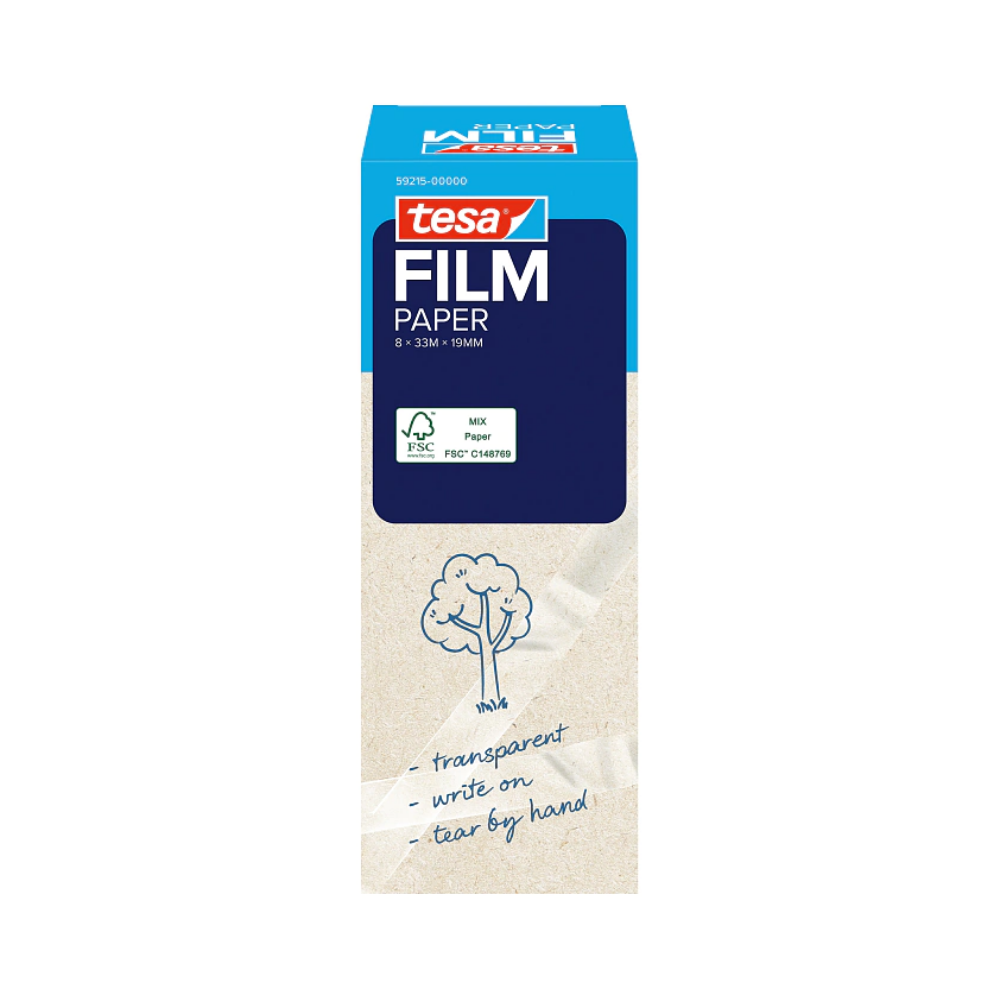 FITA ADESIVA TESA 33MX19MM TRANSPARENTE PAPEL ACEITA ESCRITA EASY TEAR PACK 8 2